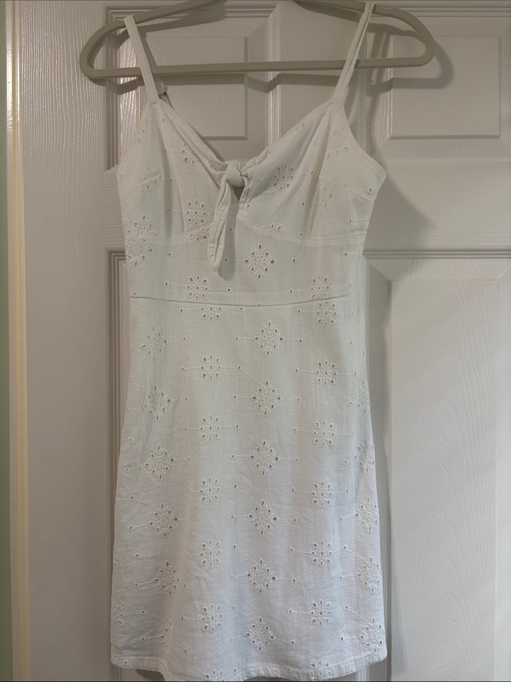 Hollister White Eyelet Tie-Front Mini Dress